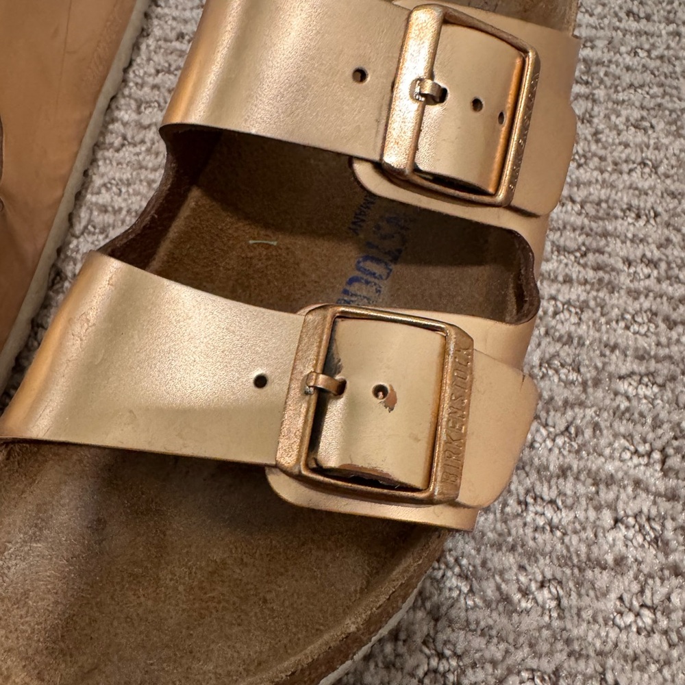 Birkenstock Arizona soft footbed slide sandal- copper leather size 9 - Picture 7 of 13
